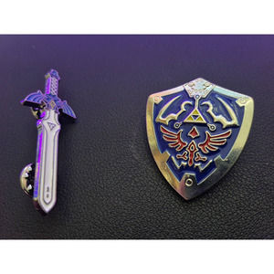 2 - Legend of Zelda Pins - Master Sword & Hylian Shield